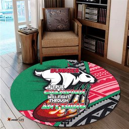 Amazing Aussie South Sydney Rabbitohs A True Champion Will Fight Through Anything With Polynesian Patterns Round Rug