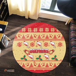 Amazing Aussie Redcliffe Dolphins Christmas Redcliffe Dolphins Dolphins Special Ugly Christmas Round Rug