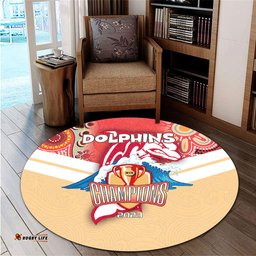Amazing Aussie Redcliffe Dolphins Talent Win Games But Teamwork And Intelligence Win Championships With Aboriginal Style Round Rug