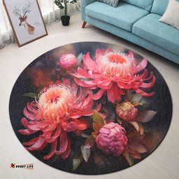 Amazing Aussie Australia Waratah Waratah Oil Painting Abstract Ver1 Round Rug