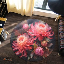 Amazing Aussie Australia Waratah Waratah Oil Painting Abstract Ver1 Round Rug