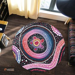 Amazing Aussie Australia Dot Painting Inspired Aboriginal Turtles With Dot In Aboriginal Round Rug