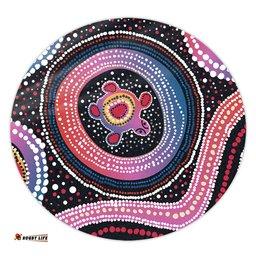 Amazing Aussie Australia Dot Painting Inspired Aboriginal Turtles With Dot In Aboriginal Round Rug