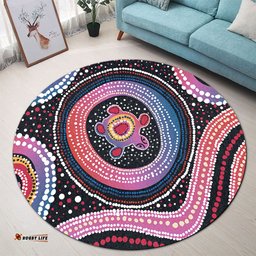 Amazing Aussie Australia Dot Painting Inspired Aboriginal Turtles With Dot In Aboriginal Round Rug