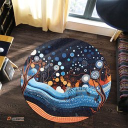 Amazing Aussie Australia Dreaming Aboriginal Aboriginal Culture Indigenous Trees Dot Painting Art Inspired Round Rug