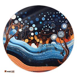 Amazing Aussie Australia Dreaming Aboriginal Aboriginal Culture Indigenous Trees Dot Painting Art Inspired Round Rug