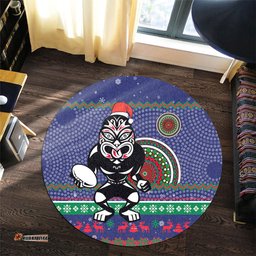 Amazing Aussie New Zealand Warriors Australia Ugly Xmas With Aboriginal Patterns For Die Hard Fans Round Rug