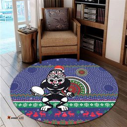 Amazing Aussie New Zealand Warriors Australia Ugly Xmas With Aboriginal Patterns For Die Hard Fans Round Rug