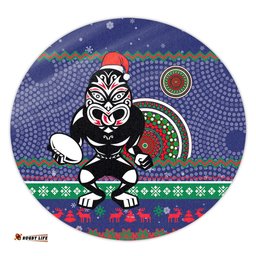 Amazing Aussie New Zealand Warriors Australia Ugly Xmas With Aboriginal Patterns For Die Hard Fans Round Rug