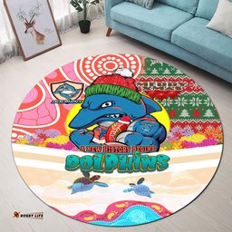 Amazing Aussie Redcliffe Dolphins Christmas A New History Begins Round Rug