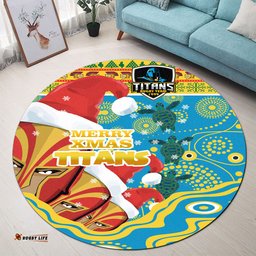 Amazing Aussie Gold Coast Titans Christmas Custom Merry Titans Christmas Indigenous Round Rug