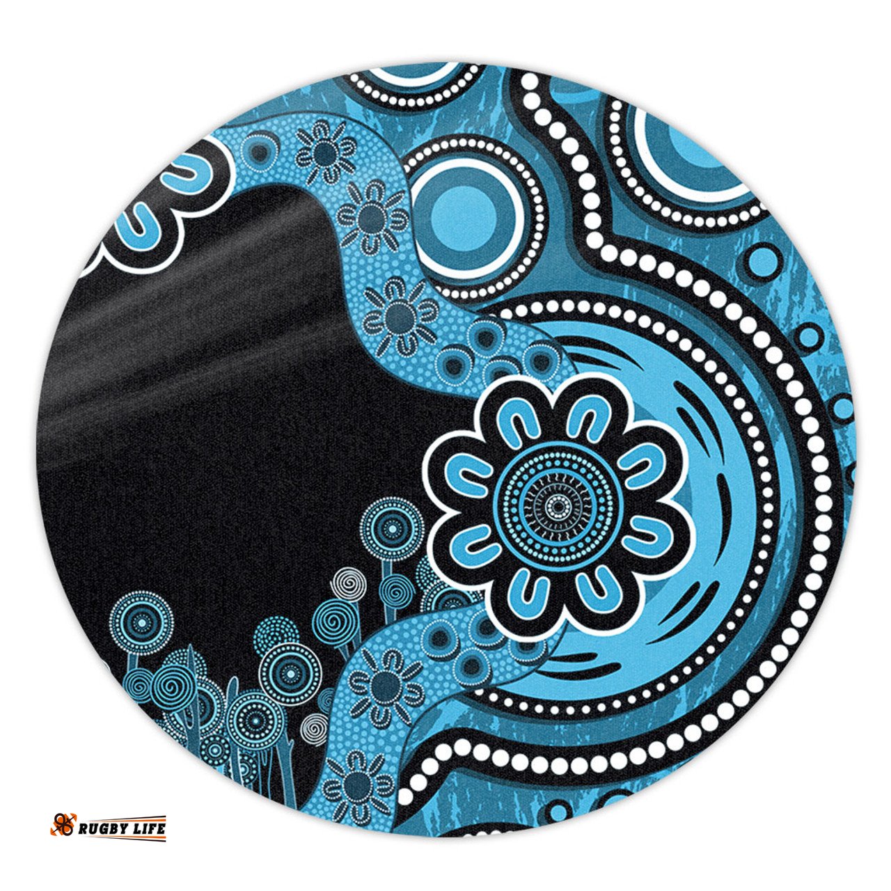 Amazing Aussie Australia Aboriginal Indigenous Dot Painting Blue Round Rug