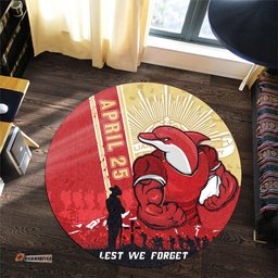 Amazing Aussie Redcliffe Dolphins Anzac Day Lest We Forget Strong Fighting Spirit Round Rug