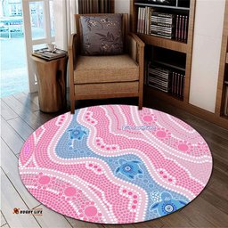 Amazing Aussie Australia Turtles Aboriginal River And Turtles Dot Art Painting Pink Round Rug