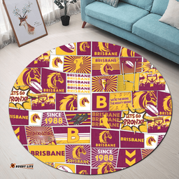 Amazing Aussie Brisbane Broncos Team Of Us Die Hard Fan Supporters Comic Style Round Rug