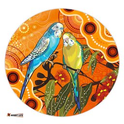 Amazing Aussie Australia Aboriginal Dot Painting Bush Budgies And Gumtree Round Rug