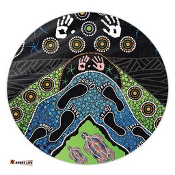 Amazing Aussie Australia Turtle���s Journey Through Dreamtime Round Rug