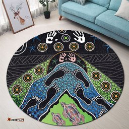 Amazing Aussie Australia Turtle���s Journey Through Dreamtime Round Rug