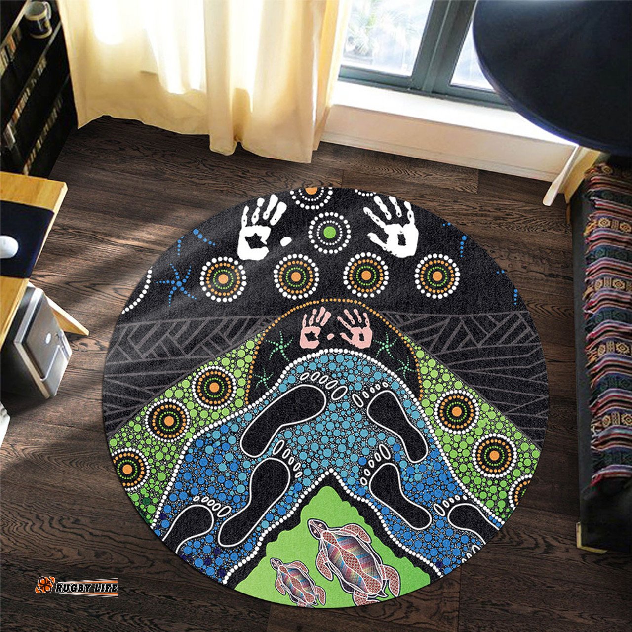 Amazing Aussie Australia Turtle���s Journey Through Dreamtime Round Rug