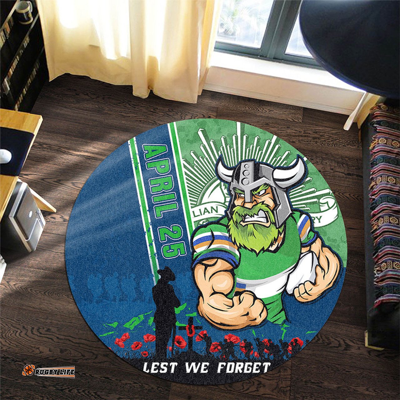 Amazing Aussie Canberra Raiders Anzac Day Lest We Forget Strong Fighting Spirit Round Rug