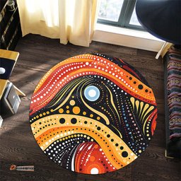 Amazing Aussie Australia Aboriginal Traditional Australian Aboriginal Native Design (Black) Ver 1 Round Rug