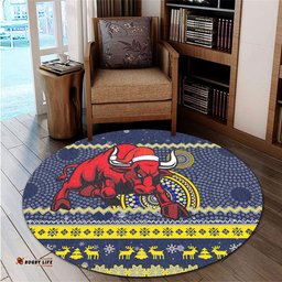 Amazing Aussie North Queensland Cowboys Australia Ugly Xmas With Aboriginal Patterns For Die Hard Fans Round Rug