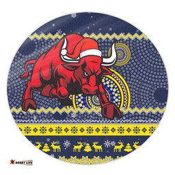 Amazing Aussie North Queensland Cowboys Australia Ugly Xmas With Aboriginal Patterns For Die Hard Fans Round Rug