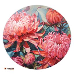 Amazing Aussie Australia Waratah Waratah Oil Painting Abstract Ver4 Round Rug