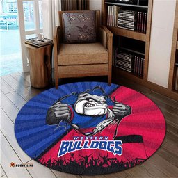 Amazing Aussie Western Bulldogs Breaking Through Fan Design Round Rug