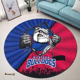 Amazing Aussie Western Bulldogs Breaking Through Fan Design Round Rug