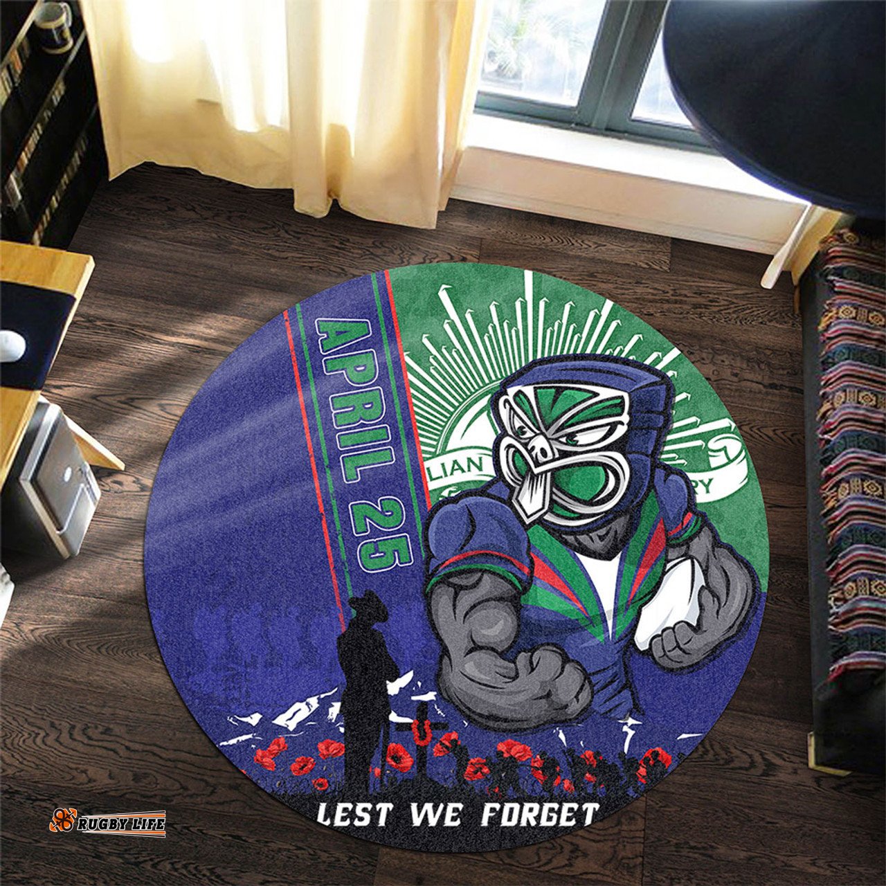 Amazing Aussie New Zealand Warriors Anzac Day Lest We Forget Strong Fighting Spirit Round Rug