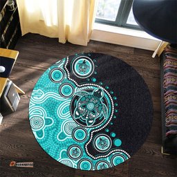 Amazing Aussie Australia Indigenous Turtle Aboriginal Dot Art Turquoise Round Rug