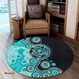 Amazing Aussie Australia Indigenous Turtle Aboriginal Dot Art Turquoise Round Rug