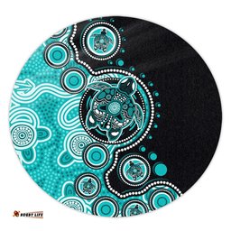 Amazing Aussie Australia Indigenous Turtle Aboriginal Dot Art Turquoise Round Rug