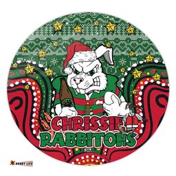 Amazing Aussie South Sydney Rabbitohs Custom Christmas Knit Patterns Vintage Jersey Ugly Round Rug