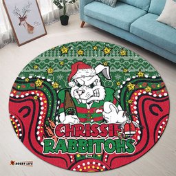 Amazing Aussie South Sydney Rabbitohs Custom Christmas Knit Patterns Vintage Jersey Ugly Round Rug