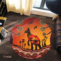 Amazing Aussie Australia Aboriginal Indigenous Kangaroo With Dot Painting Pattern Round Rug