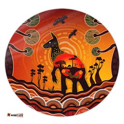 Amazing Aussie Australia Aboriginal Indigenous Kangaroo With Dot Painting Pattern Round Rug