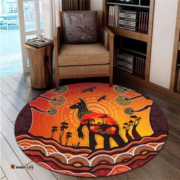 Amazing Aussie Australia Aboriginal Indigenous Kangaroo With Dot Painting Pattern Round Rug