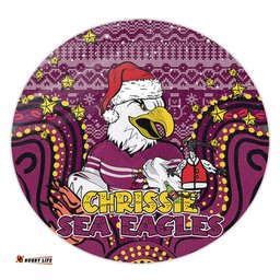 Amazing Aussie Manly Warringah Sea Eagles Christmas Custom Christmas Knit Patterns Vintage Jersey Ugly Round Rug