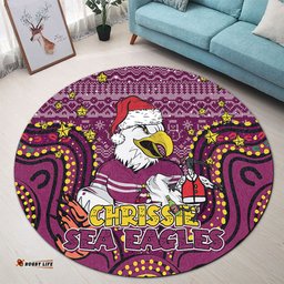 Amazing Aussie Manly Warringah Sea Eagles Christmas Custom Christmas Knit Patterns Vintage Jersey Ugly Round Rug