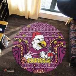 Amazing Aussie Manly Warringah Sea Eagles Christmas Custom Christmas Knit Patterns Vintage Jersey Ugly Round Rug