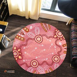 Amazing Aussie Australia Aboriginal Pink Aboriginal Dot Art Background Round Rug