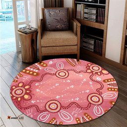 Amazing Aussie Australia Aboriginal Pink Aboriginal Dot Art Background Round Rug