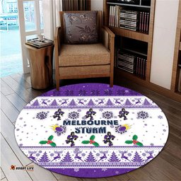 Amazing Aussie Melbourne Storm Christmas Melbourne Storm Special Ugly Christmas Round Rug