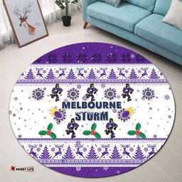 Amazing Aussie Melbourne Storm Christmas Melbourne Storm Special Ugly Christmas Round Rug