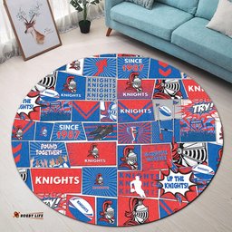 Amazing Aussie Newcastle Knights Team Of Us Die Hard Fan Supporters Comic Style Round Rug