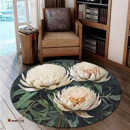 Amazing Aussie Australia Waratah White Waratah Flowers Fine Art Ver2 Round Rug