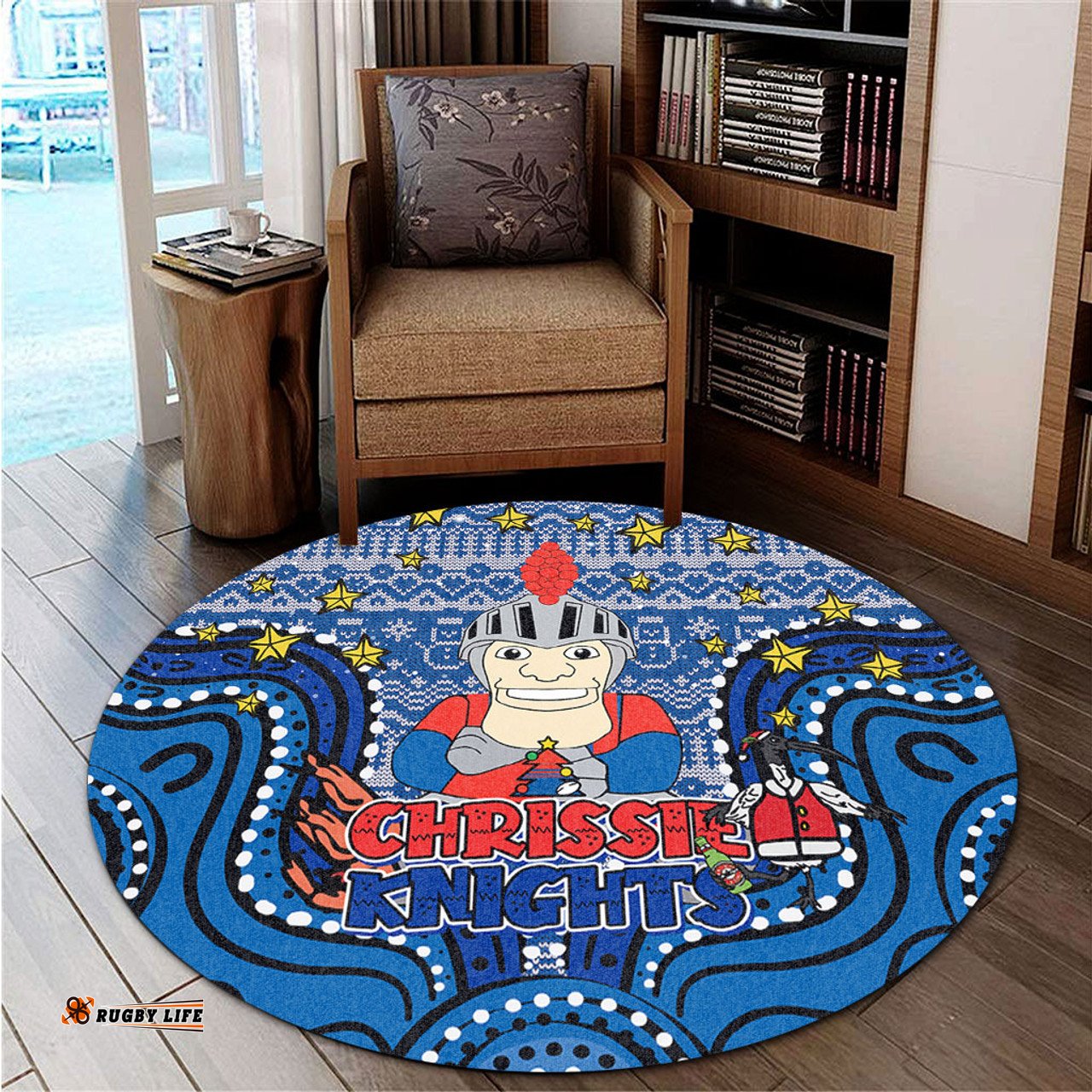 Amazing Aussie Newcastle Knights Christmas Custom Christmas Knit Patterns Vintage Jersey Ugly Round Rug