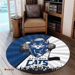 Amazing Aussie Geelong Cats Breaking Through Fan Design Round Rug